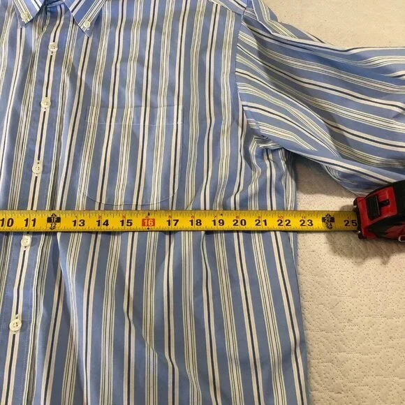 Brooks Brothers 1818 Mens Size Large Non-Iron Shirt 100% Cotton Blue Stripe - Picture 6 of 9